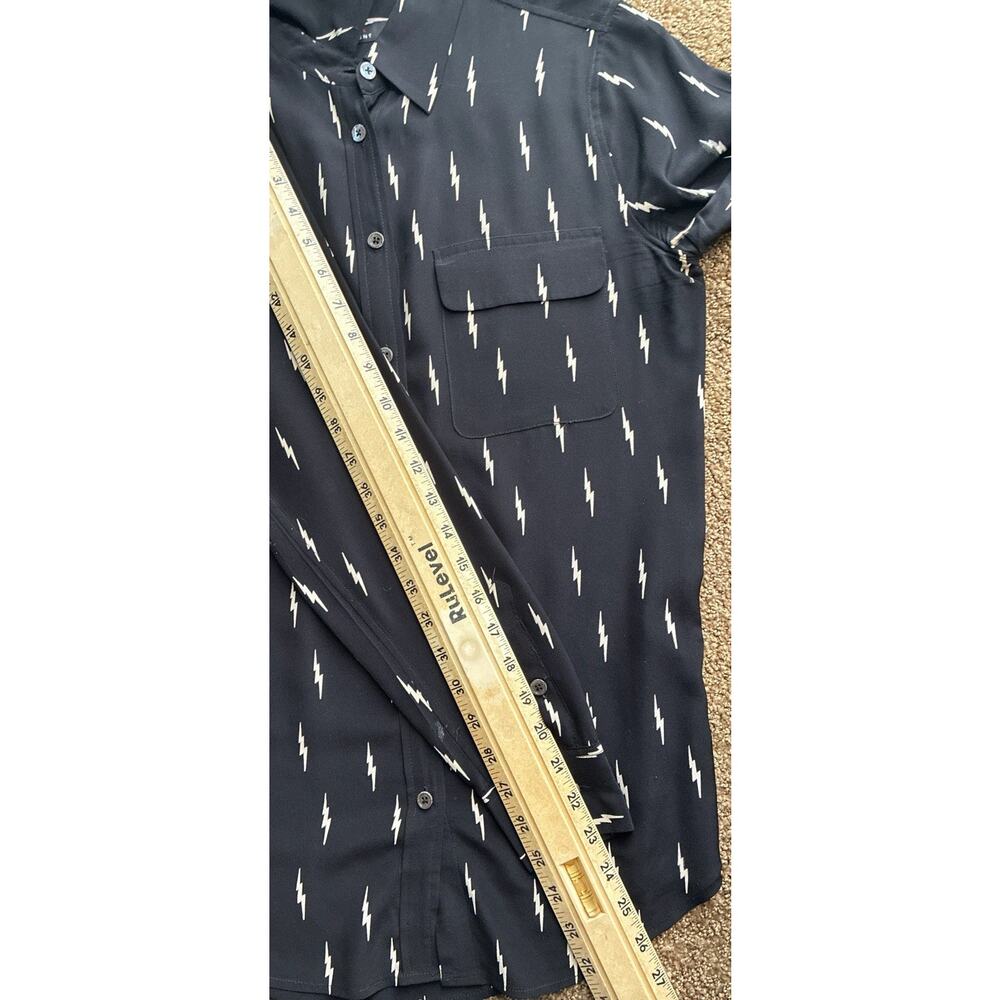 Equipment X Kate Moss Signature Silk Blouse S Black Lightening Bolt Print Shirt - Picture 6 of 7